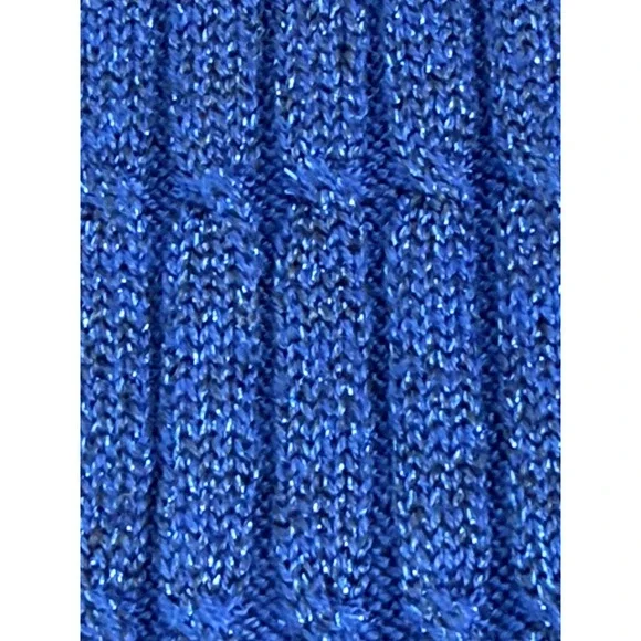 CB Collections Royal Blue Ribbed Knit Sparkle‎ Short Sleeve Top M Vintage - Picture 10 of 10